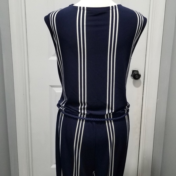 Ralph Lauren Many and White striped jumpsuit with belt sleeveless Medium - Picture 8 of 12